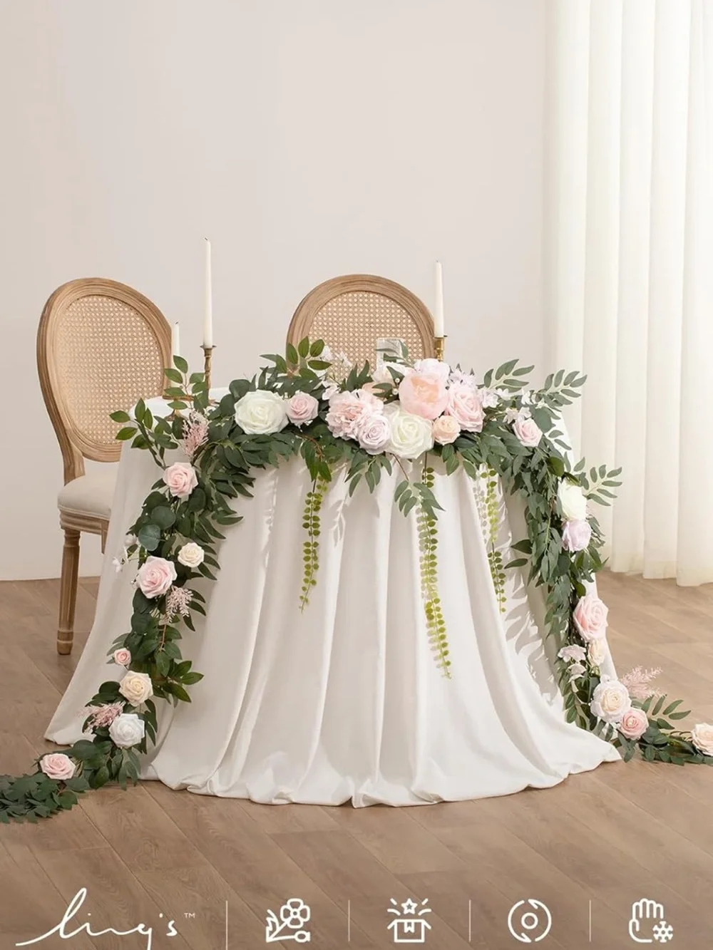 Ling's Pale Pink and White Floral Garland